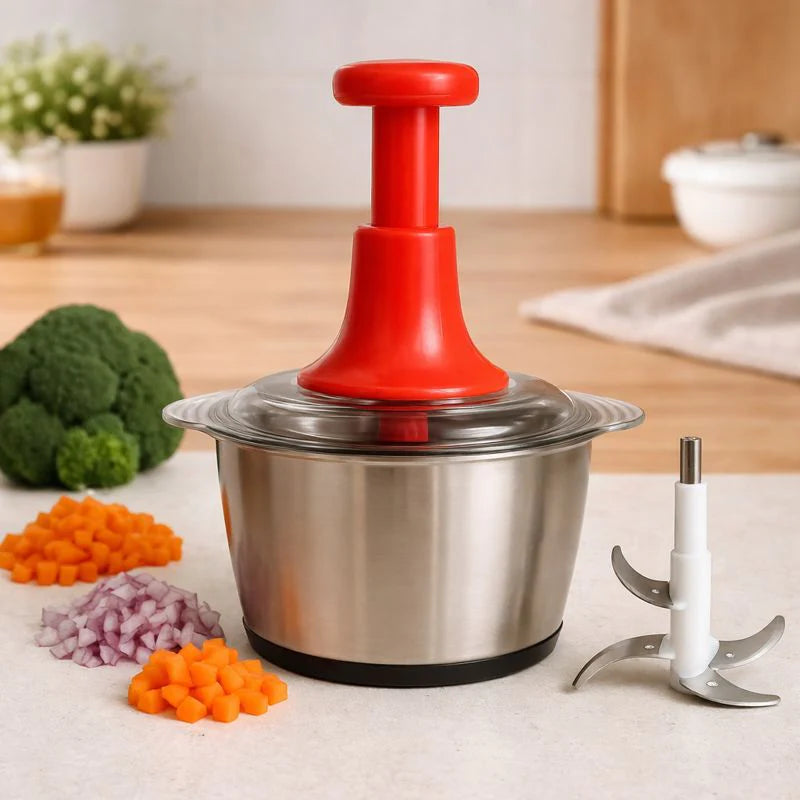 Premium Push Chopper – Stainless Steel Meat & Vegetable Chopper